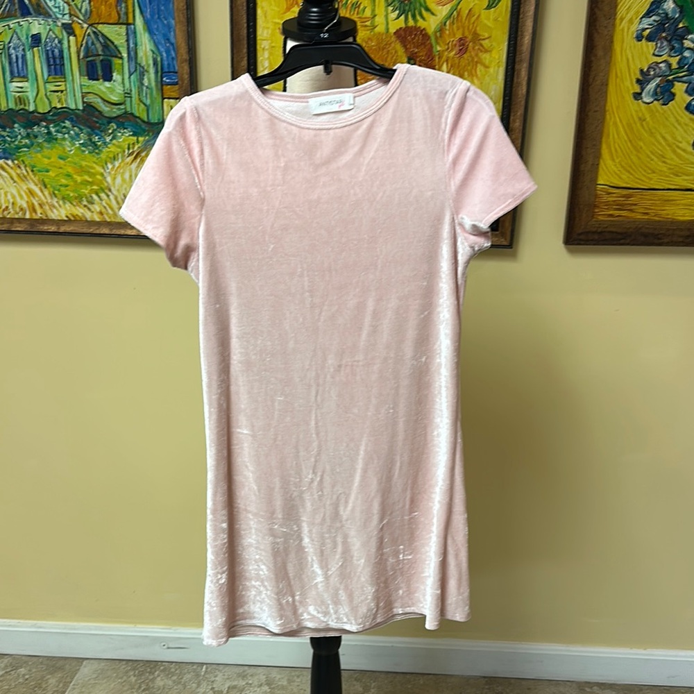 Pink Velvet Short Sleeve Dress